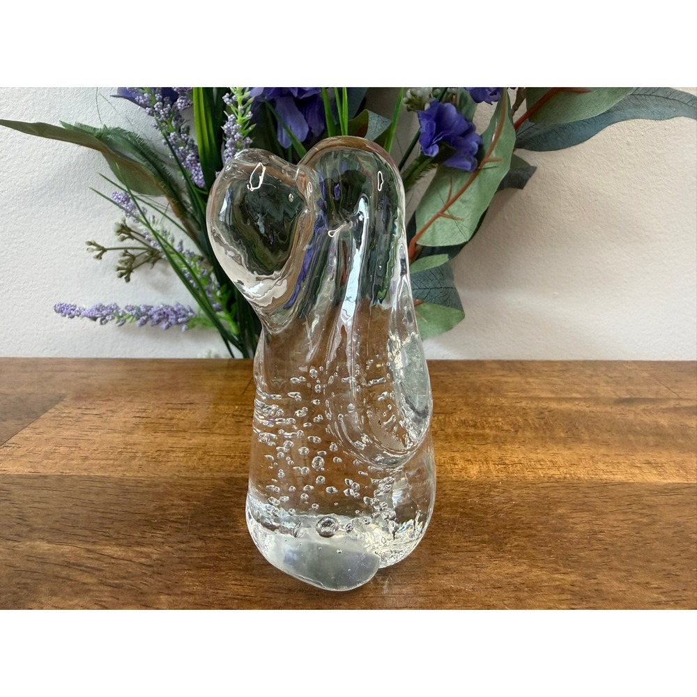 Vintage Clear Art Glass Spaniel‎ Dog Controlled Bubble Mid Century Sculpture MCM